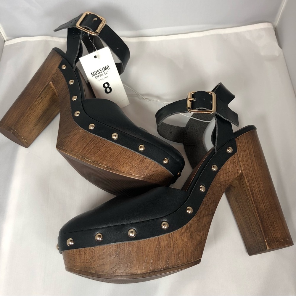 Mossimo size 8 black platform heels, vegan , NWT